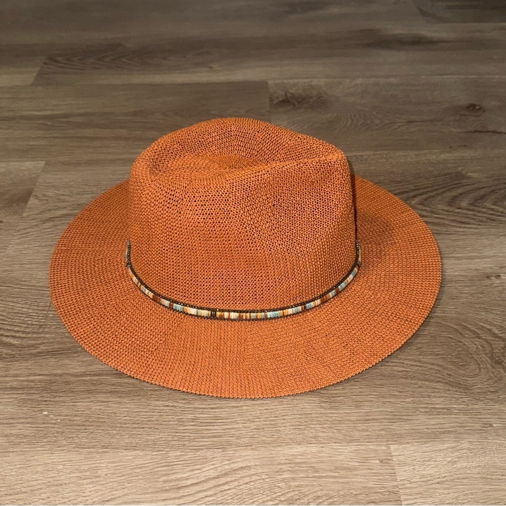 Anthropologie Orange Fedora Sun Hat - Picture 7 of 10